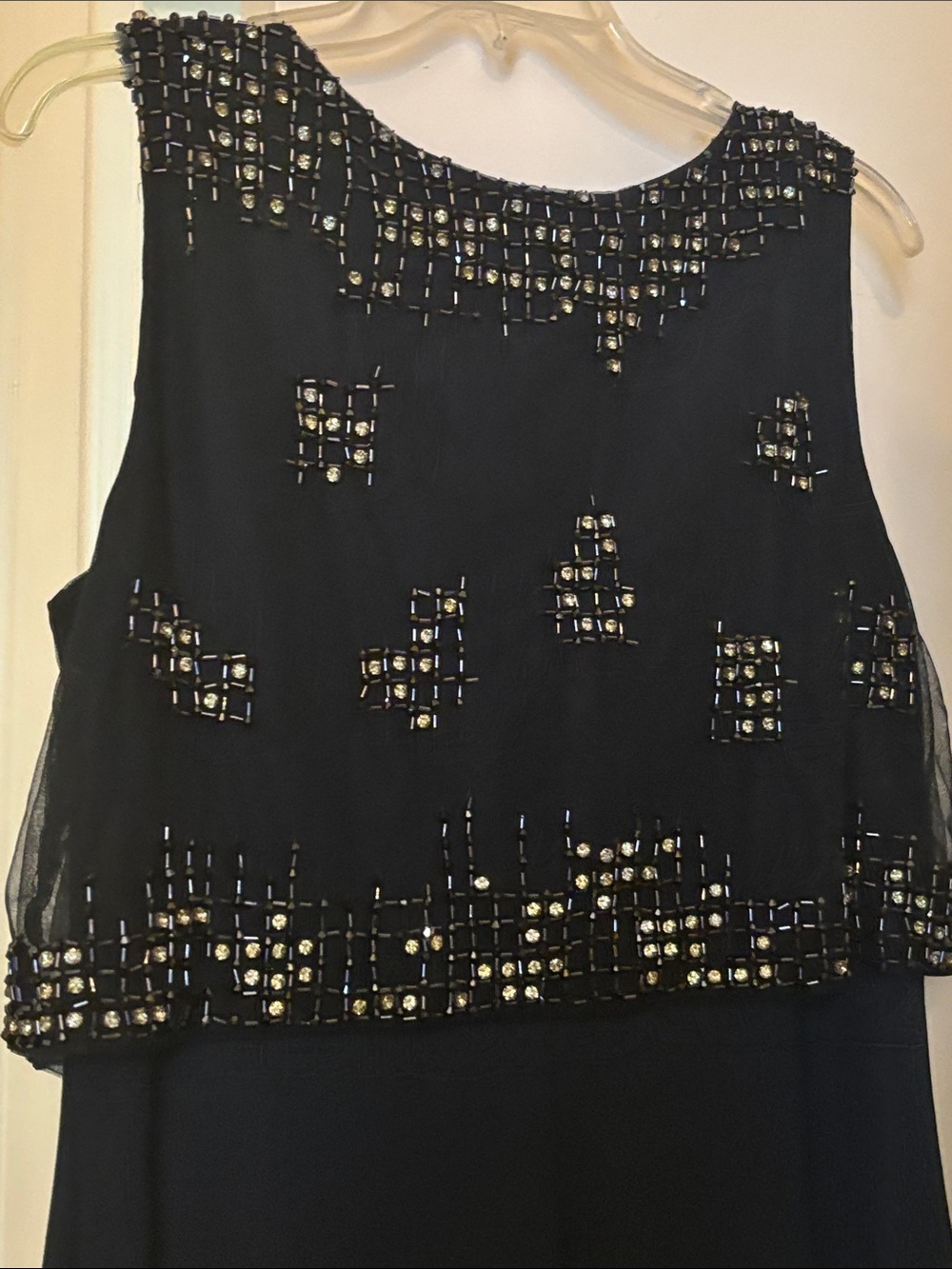 Armani Collezioni Navy Beaded Layered Cocktail Dress - Picture 8 of 8